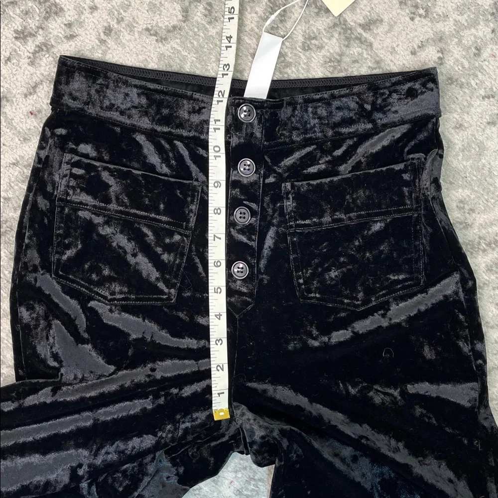 HALARA VELVET BLACK HIGH WAISTED WIDE LEG FRONT POCKET PULL ON PANTS SZ MED NWT - Picture 11 of 12